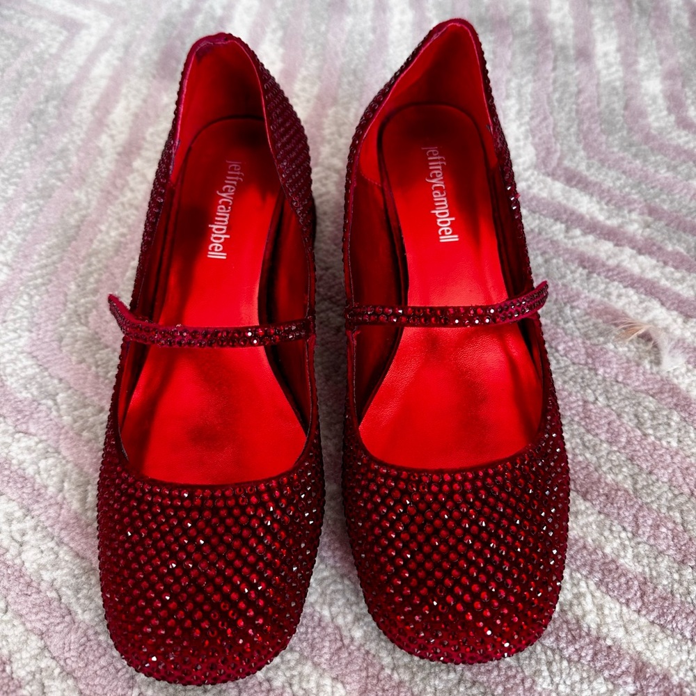 Jeffrey Campbell crystal embellished Mary Jane in red size 5.5